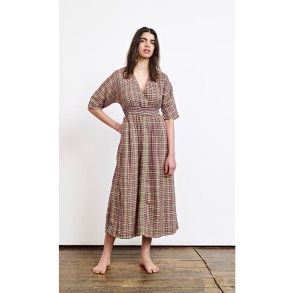 Ace & Jig Dani Dress Posie Plaid V-Neck Midi Size XS NWT